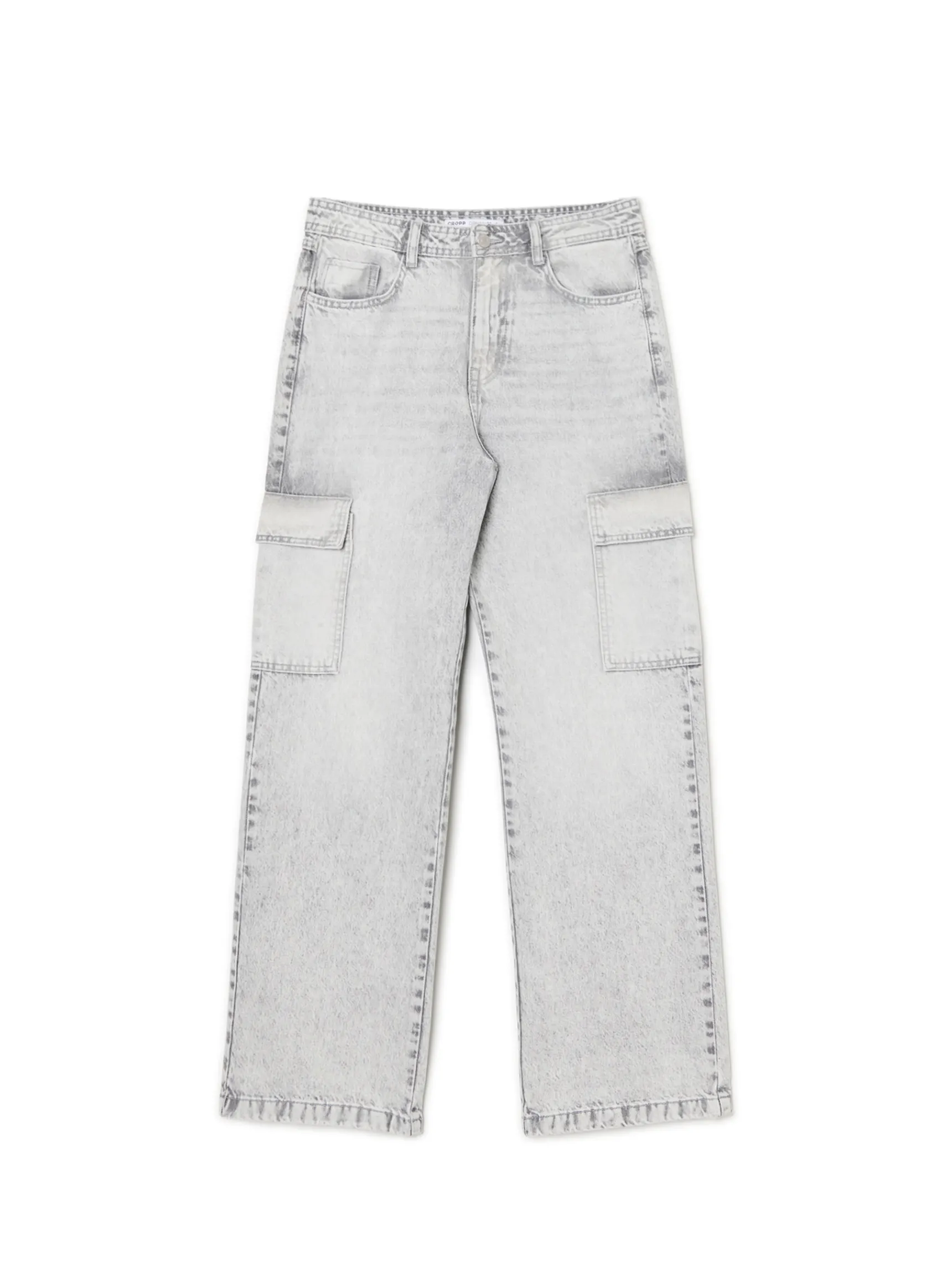 Sale Cropp Szare jeansy baggy jasnyszary
