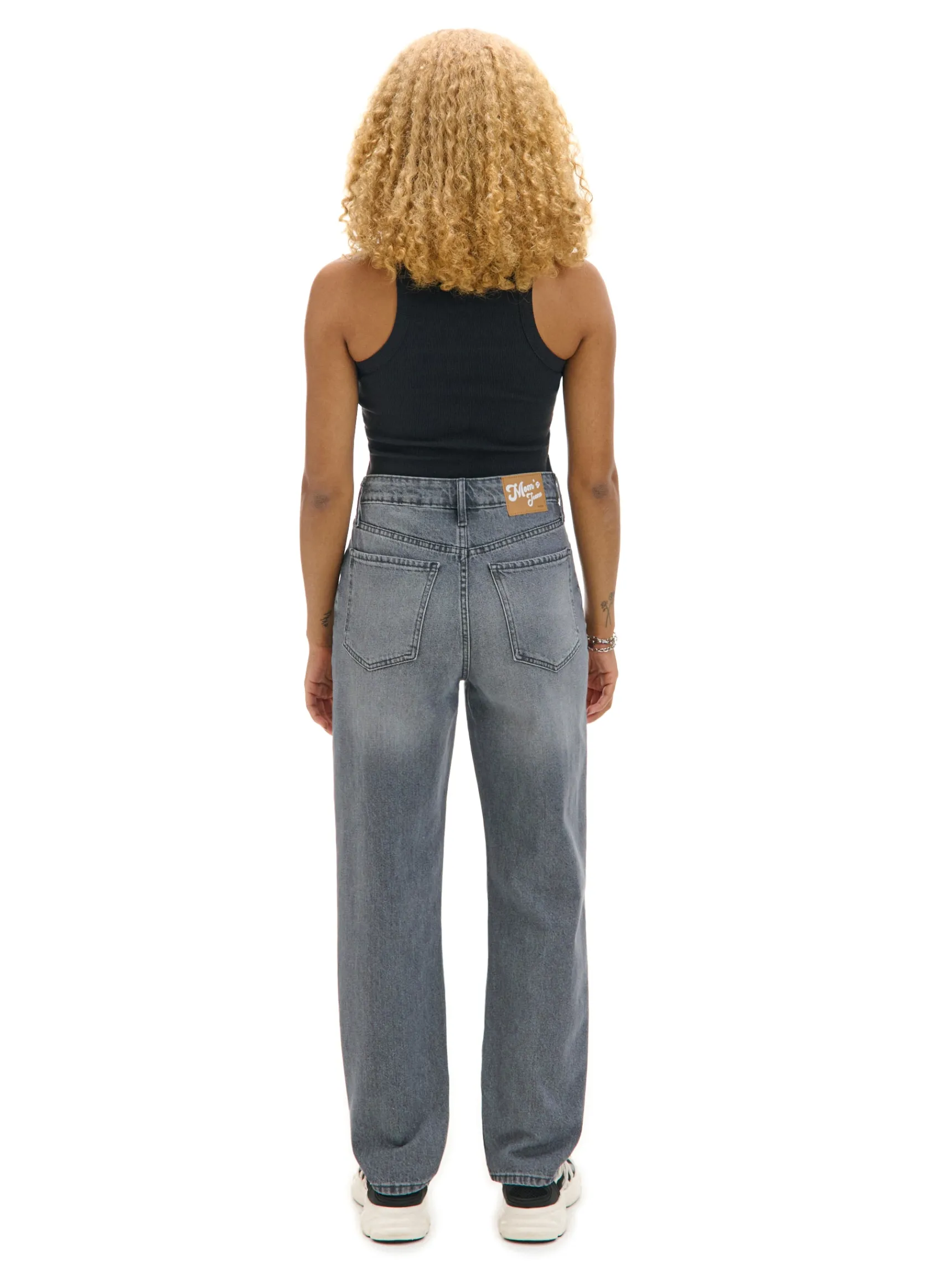 Discount Cropp Szare jeansy mom z wysokim stanem szary