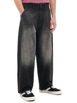 Best Cropp Szare jeansy skater z efektem sprania szary