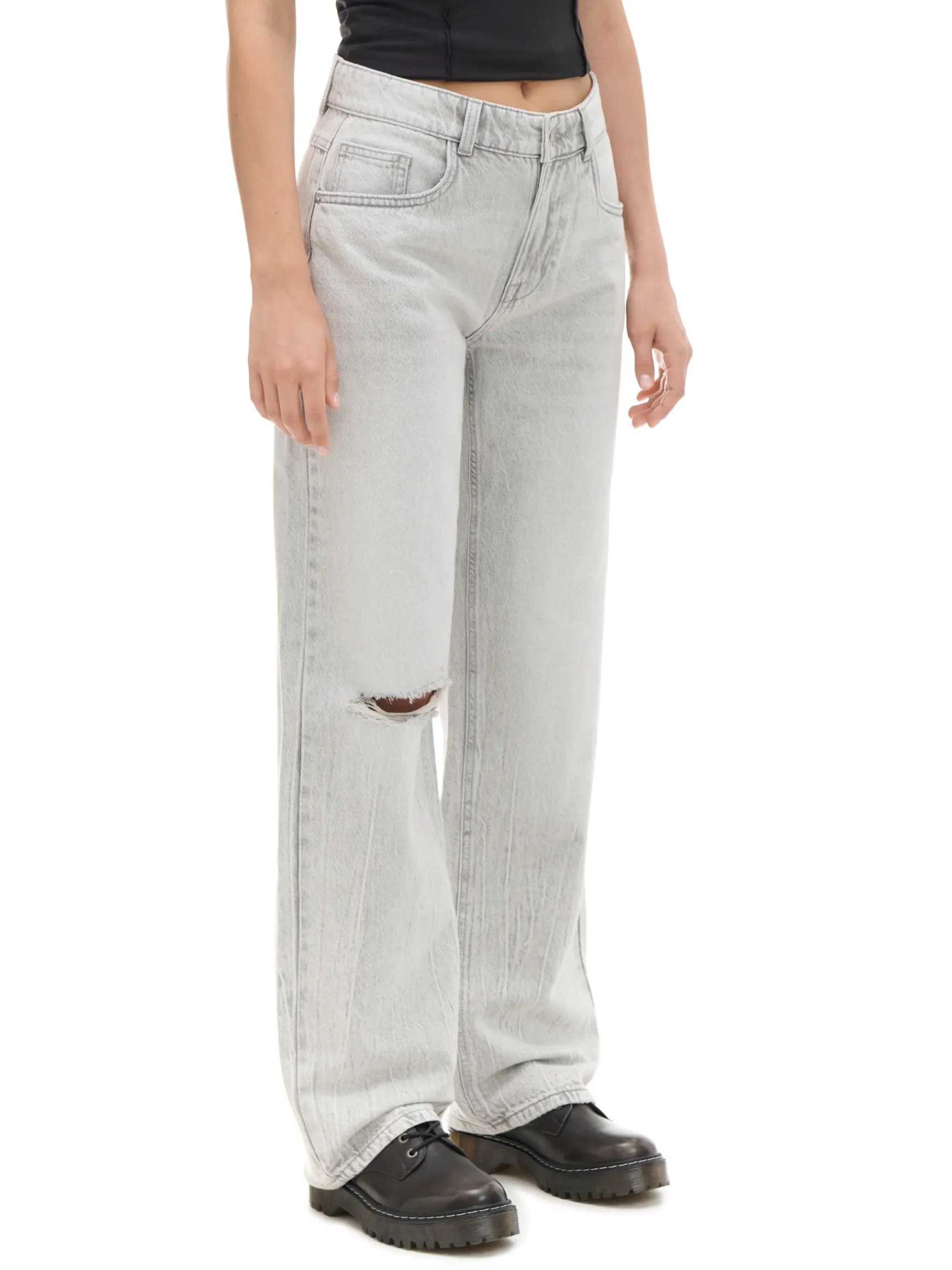 Fashion Cropp Szare jeansy straight jasnyszary