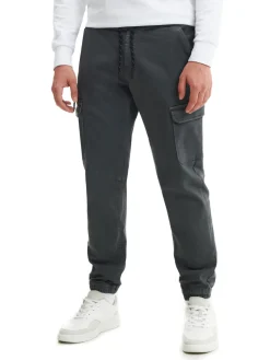 New Cropp Szare joggery basic z kieszeniami cargo jasnyszary