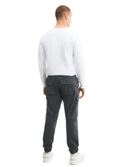 New Cropp Szare joggery basic z kieszeniami cargo jasnyszary