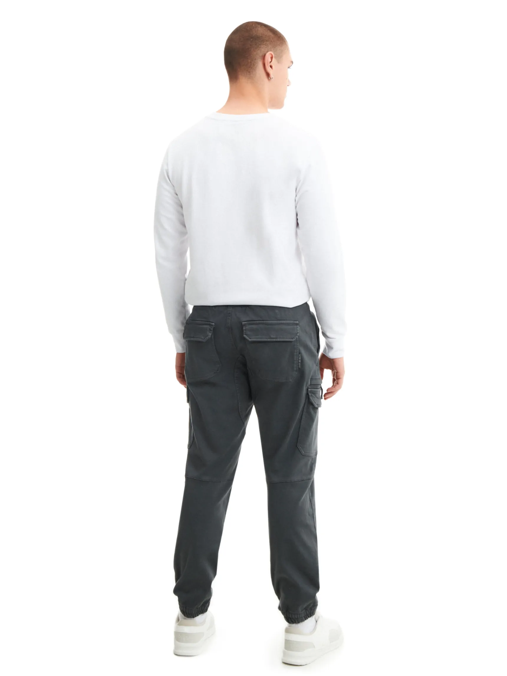 New Cropp Szare joggery basic z kieszeniami cargo jasnyszary