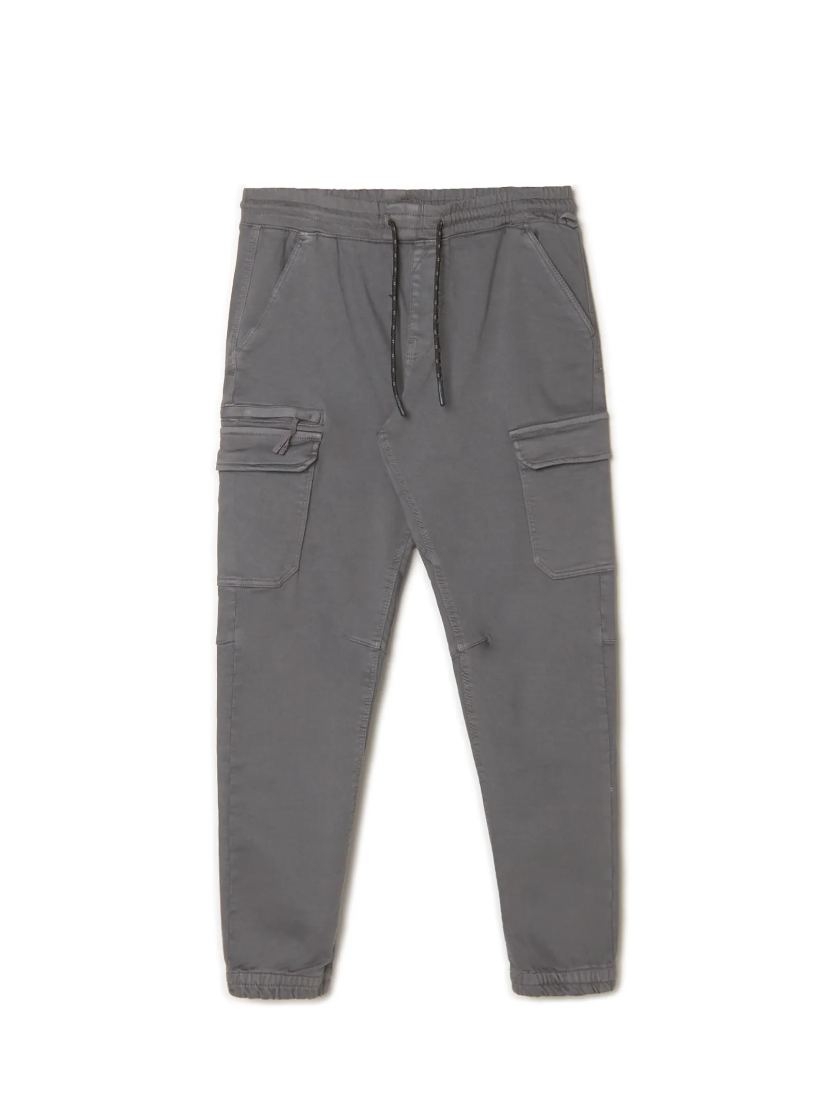 New Cropp Szare joggery basic z kieszeniami cargo jasnyszary