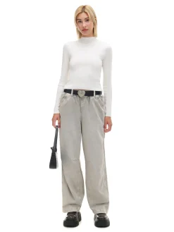Sale Cropp Szare spodnie baggy z wysokim stanem zielony