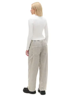Sale Cropp Szare spodnie baggy z wysokim stanem zielony