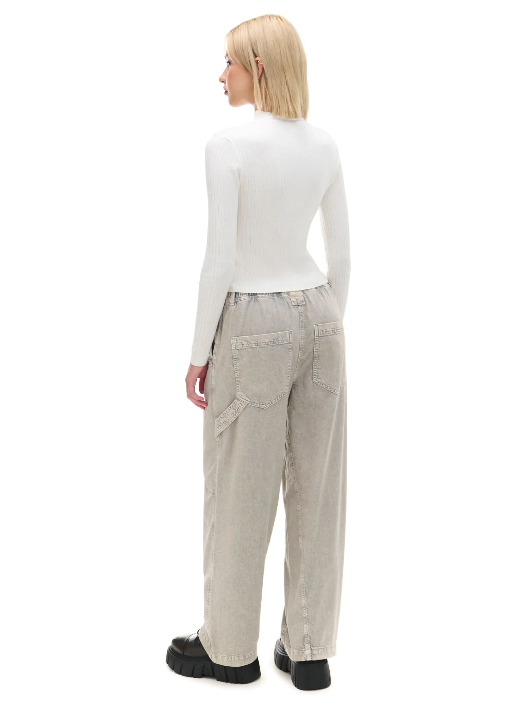 Sale Cropp Szare spodnie baggy z wysokim stanem zielony