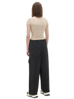 Discount Cropp Szare spodnie baggy z wysokim stanem szary
