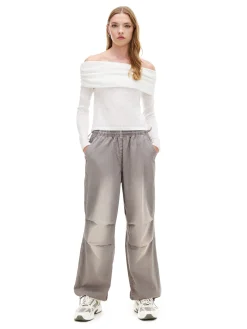 Discount Cropp Szare spodnie parachute inny