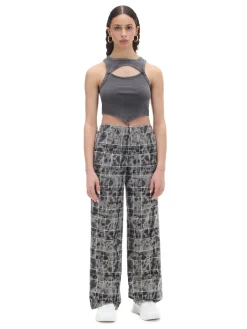Discount Cropp Szare spodnie w marmurkową kratę szary