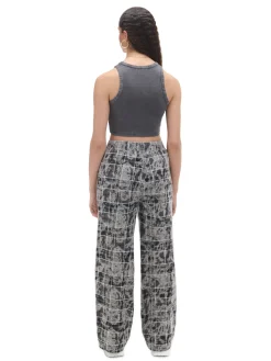 Discount Cropp Szare spodnie w marmurkową kratę szary