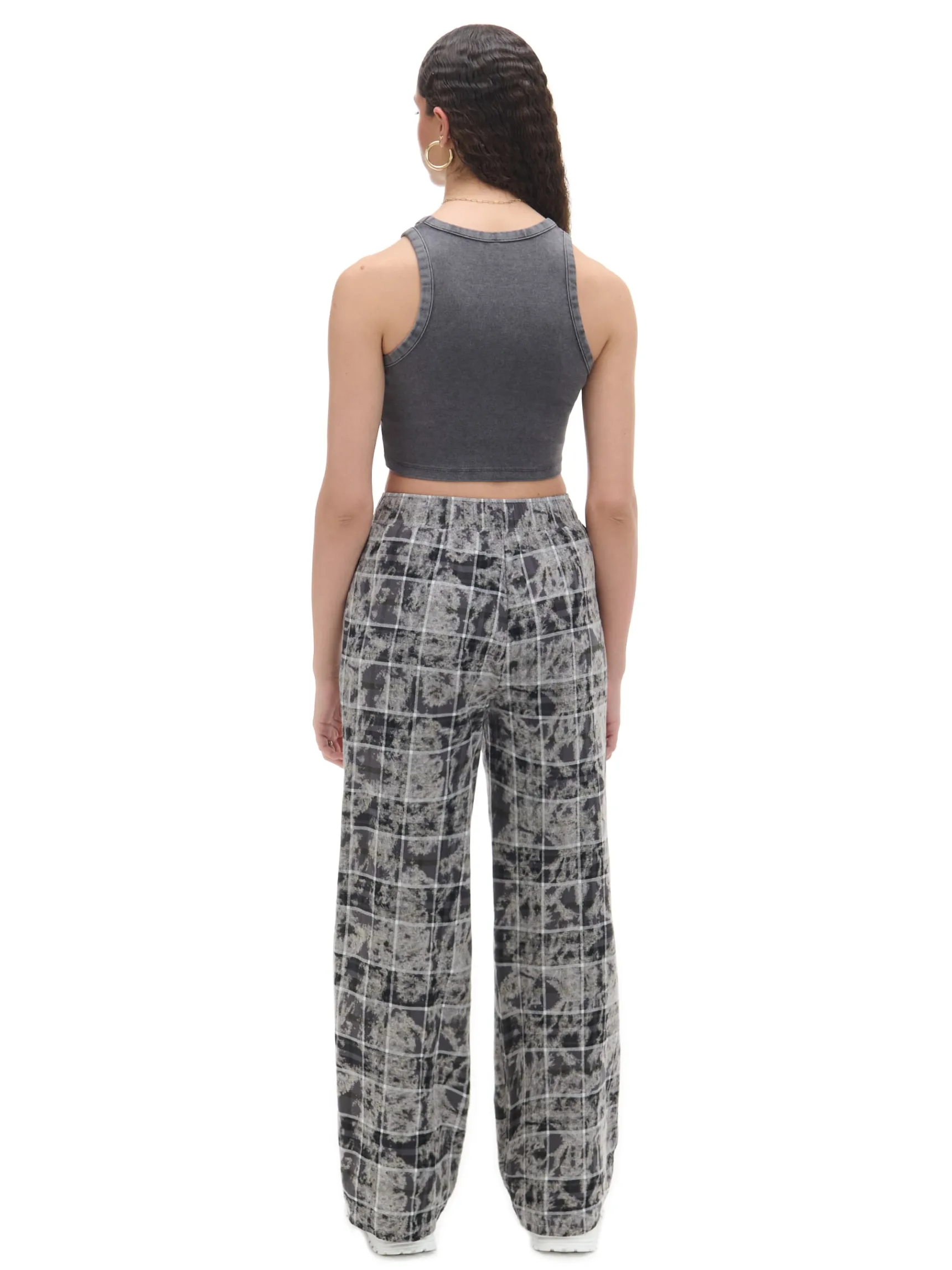 Discount Cropp Szare spodnie w marmurkową kratę szary