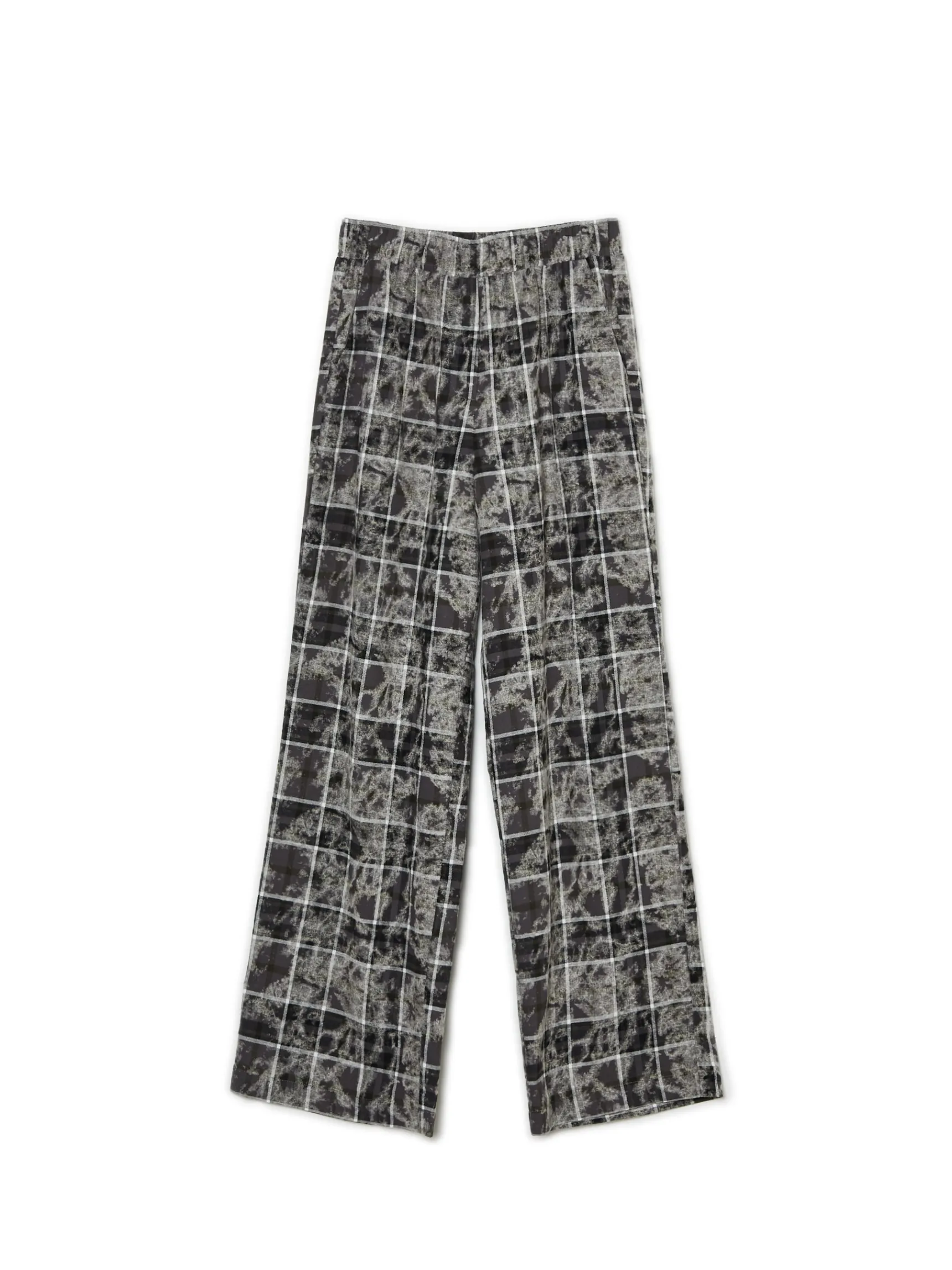 Discount Cropp Szare spodnie w marmurkową kratę szary