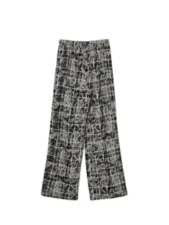 Discount Cropp Szare spodnie w marmurkową kratę szary