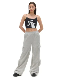 Fashion Cropp Szare spodnie z kieszeniami cargo jasnyszary