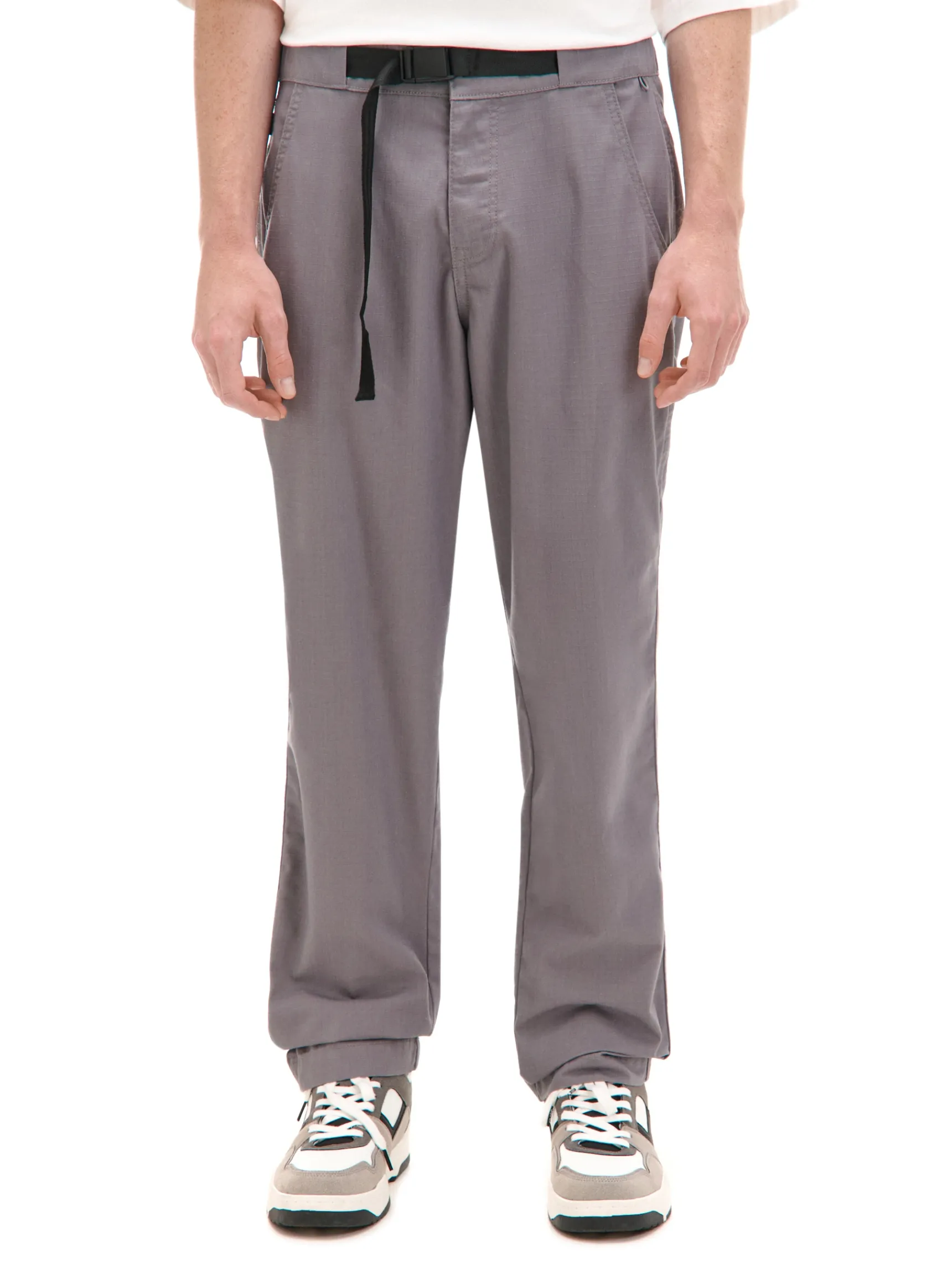 Clearance Cropp Szare spodnie z paskiem szary