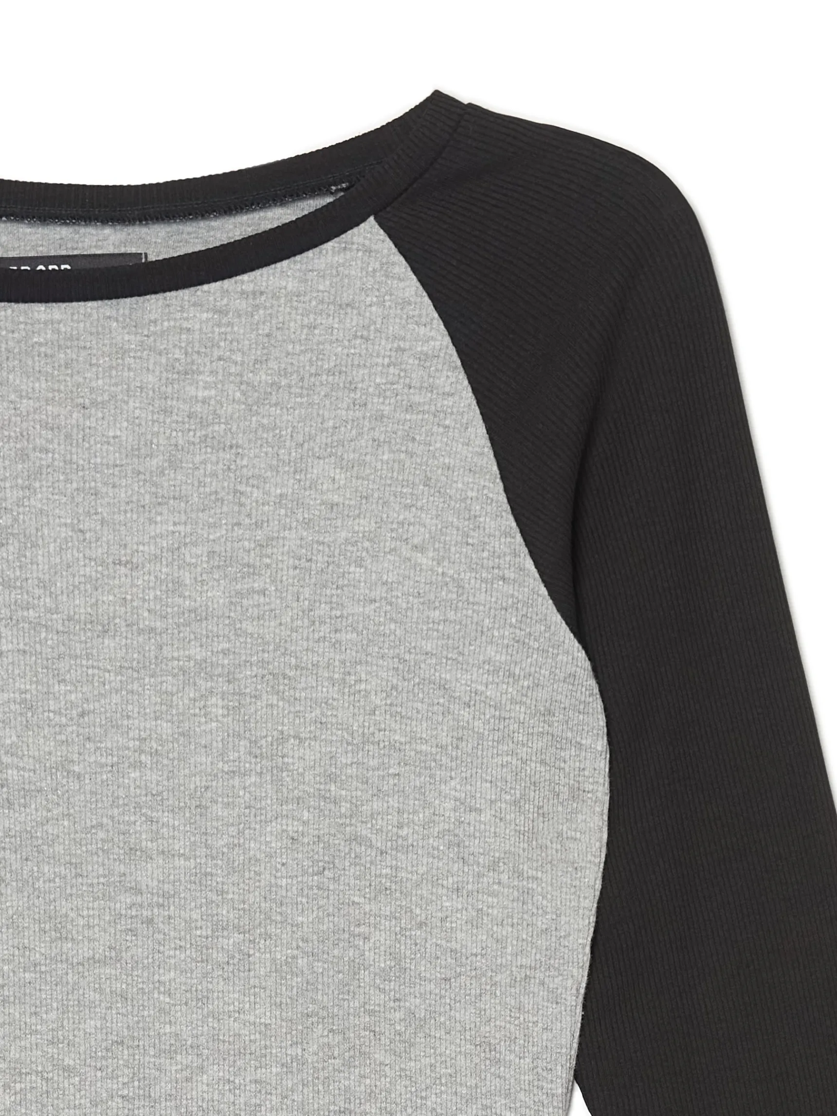 Clearance Cropp Szaro-czarna bluzka z długim rękawem jasnyszary