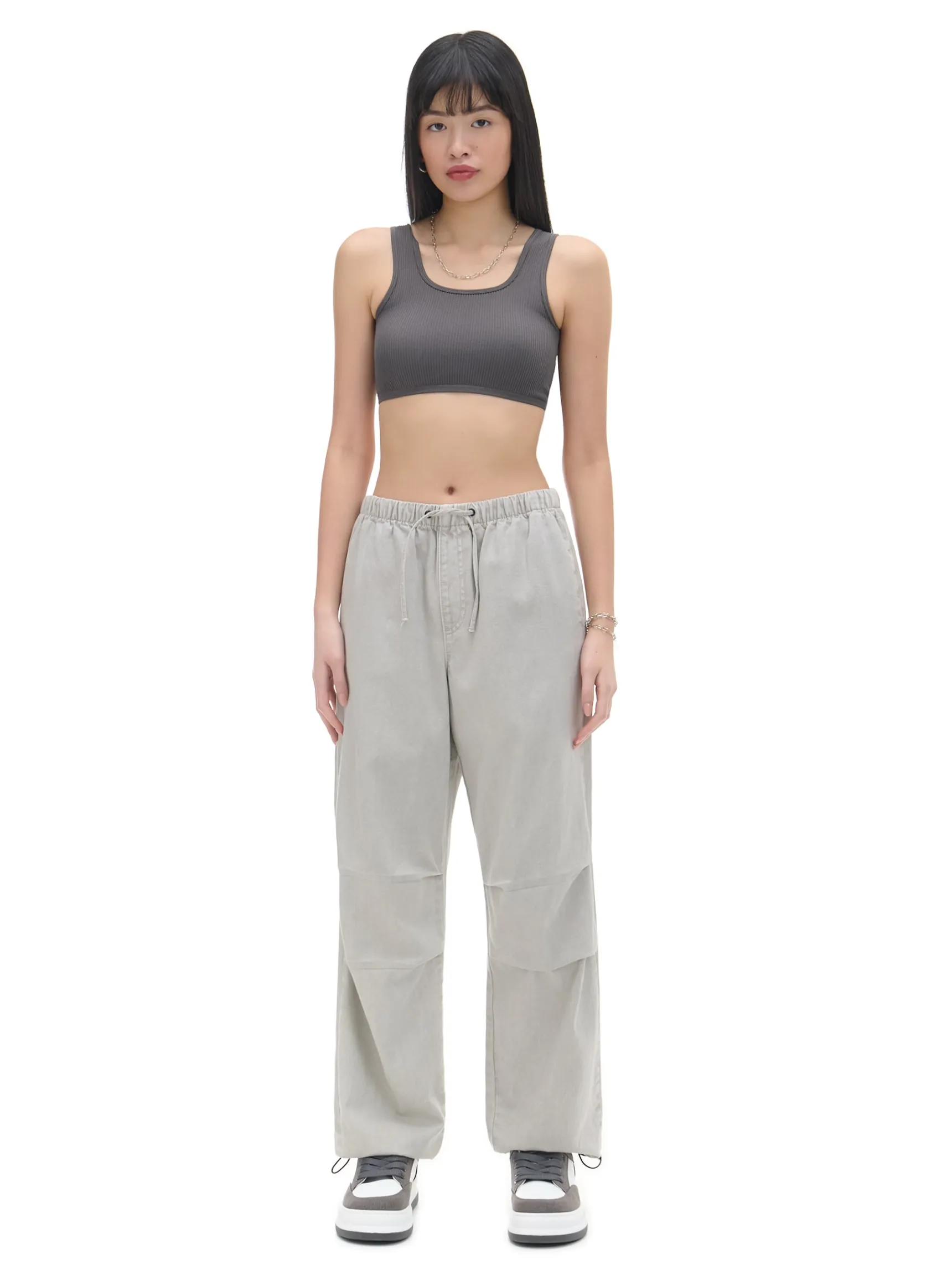 Outlet Cropp crop top na ramiączkach szary