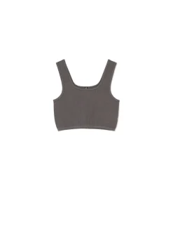 Outlet Cropp crop top na ramiączkach szary