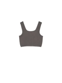 Outlet Cropp crop top na ramiączkach szary