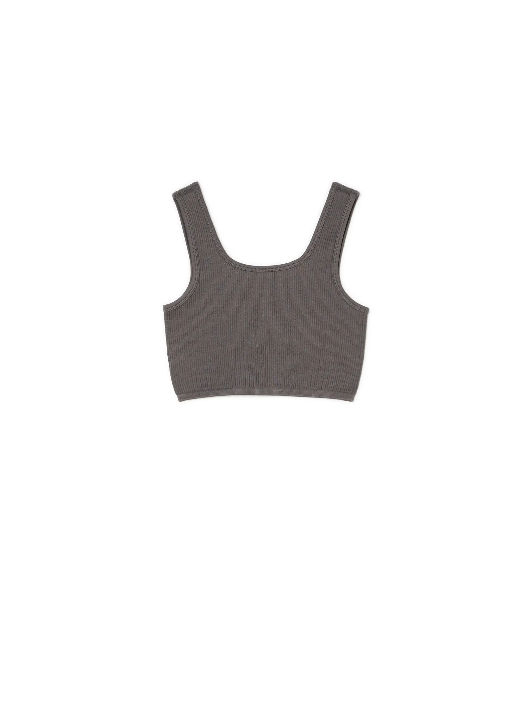 Outlet Cropp crop top na ramiączkach szary