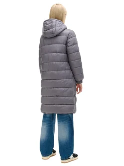 Outlet Cropp płaszcz puffer z kapturem szary