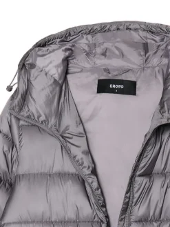 Outlet Cropp płaszcz puffer z kapturem szary
