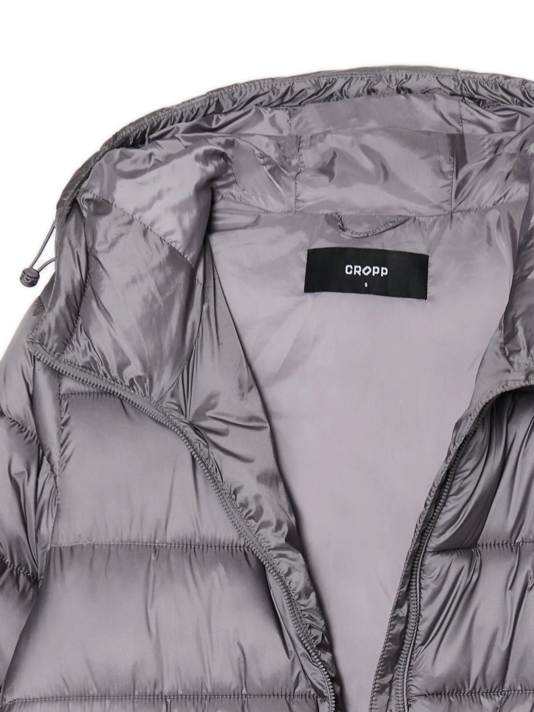 Outlet Cropp płaszcz puffer z kapturem szary