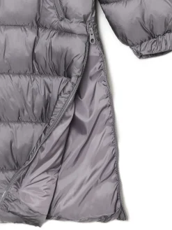 Outlet Cropp płaszcz puffer z kapturem szary