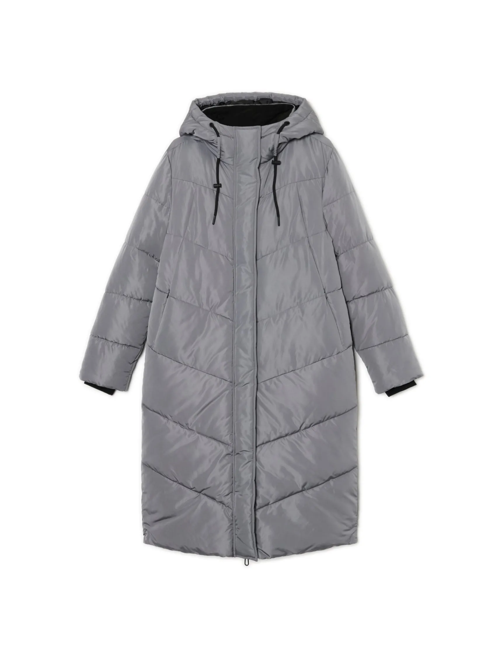 Clearance Cropp płaszcz z kapturem szary