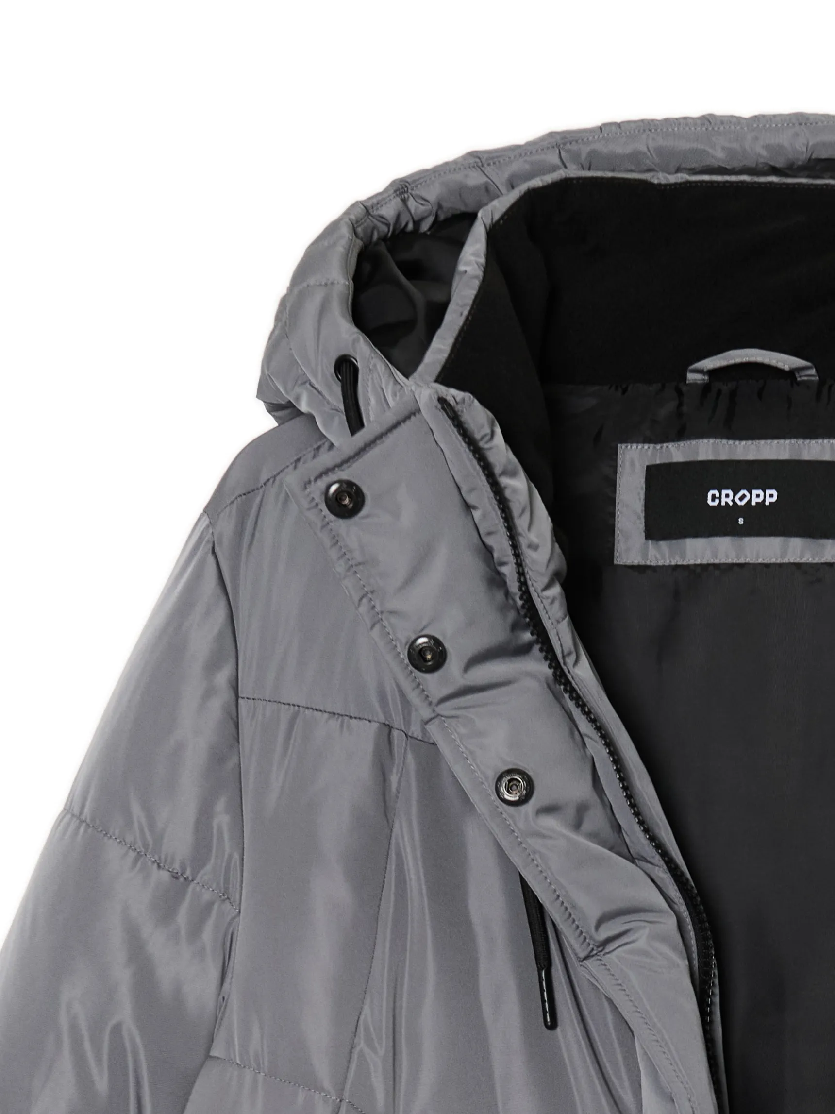 Clearance Cropp płaszcz z kapturem szary