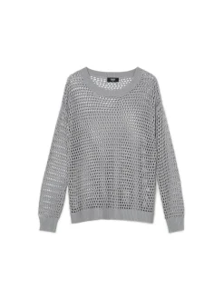 Sale Cropp siatkowy sweter szary