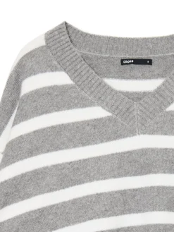 Outlet Cropp sweter w białe paski szary