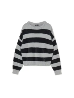 Fashion Cropp sweter w czarne paski szary