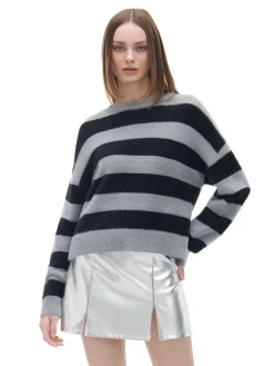 Fashion Cropp sweter w czarne paski szary
