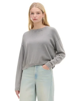Sale Cropp Szary sweter z efektem sprania jasnyszary