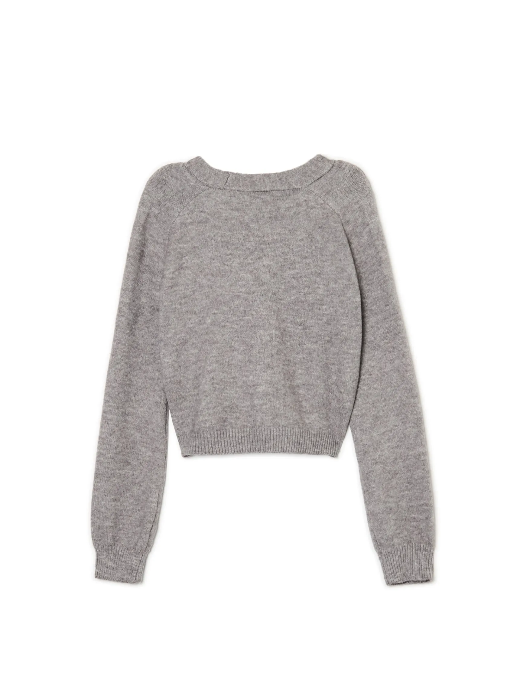 Clearance Cropp sweter z ozdobnymi kokardami szary