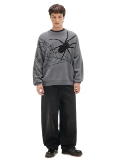 Sale Cropp sweter z pająkiem szary
