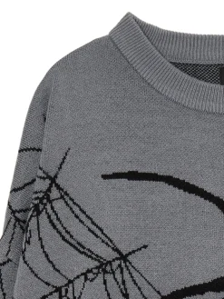 Sale Cropp sweter z pająkiem szary
