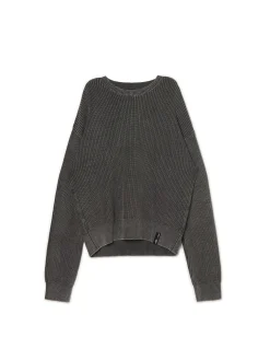 Best Cropp sweter z prążkowanej dzianiny szary