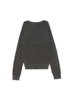 Best Cropp sweter z prążkowanej dzianiny szary