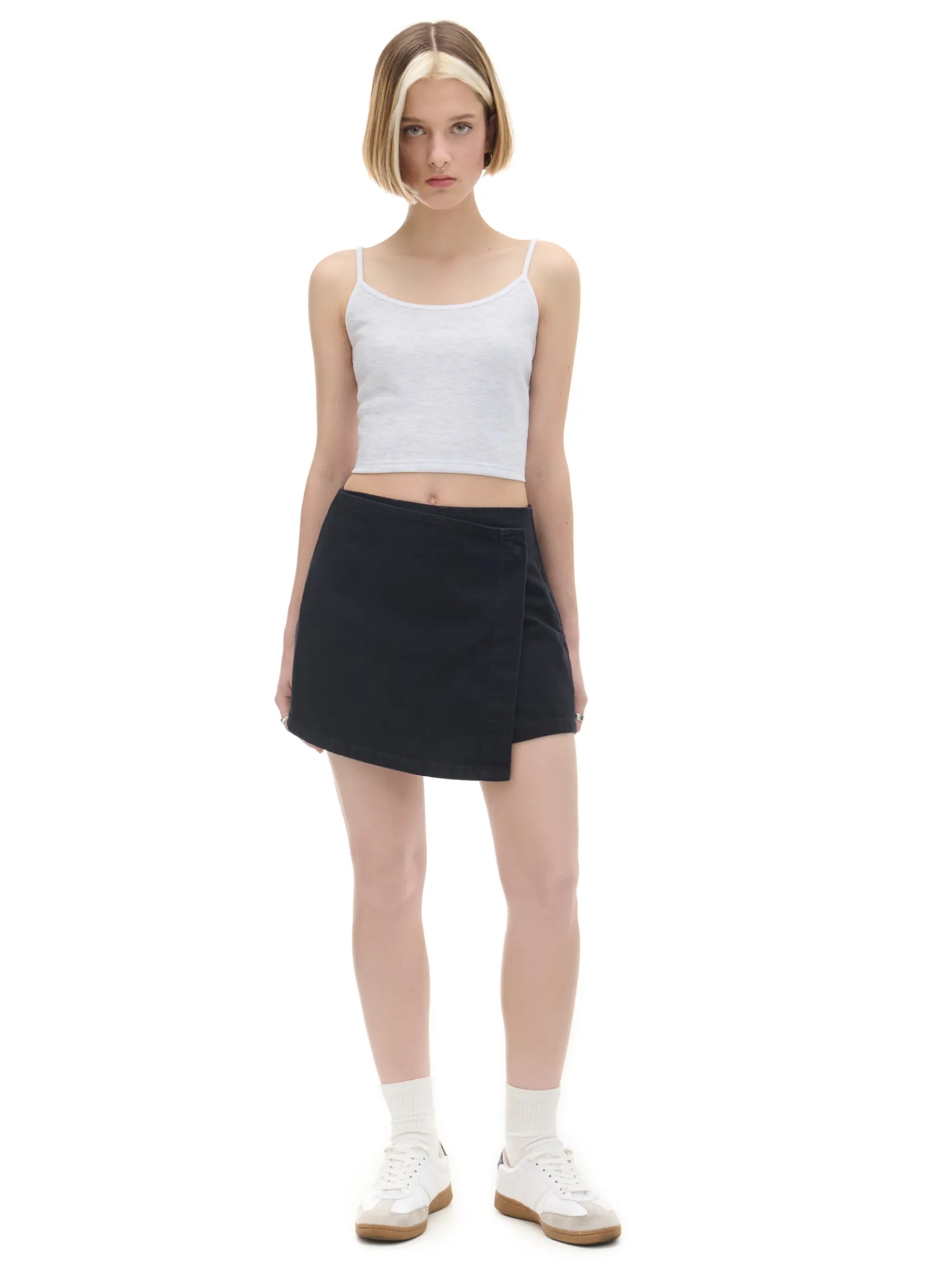 Hot Cropp Szary top z białymi ramiączkami jasnyszary