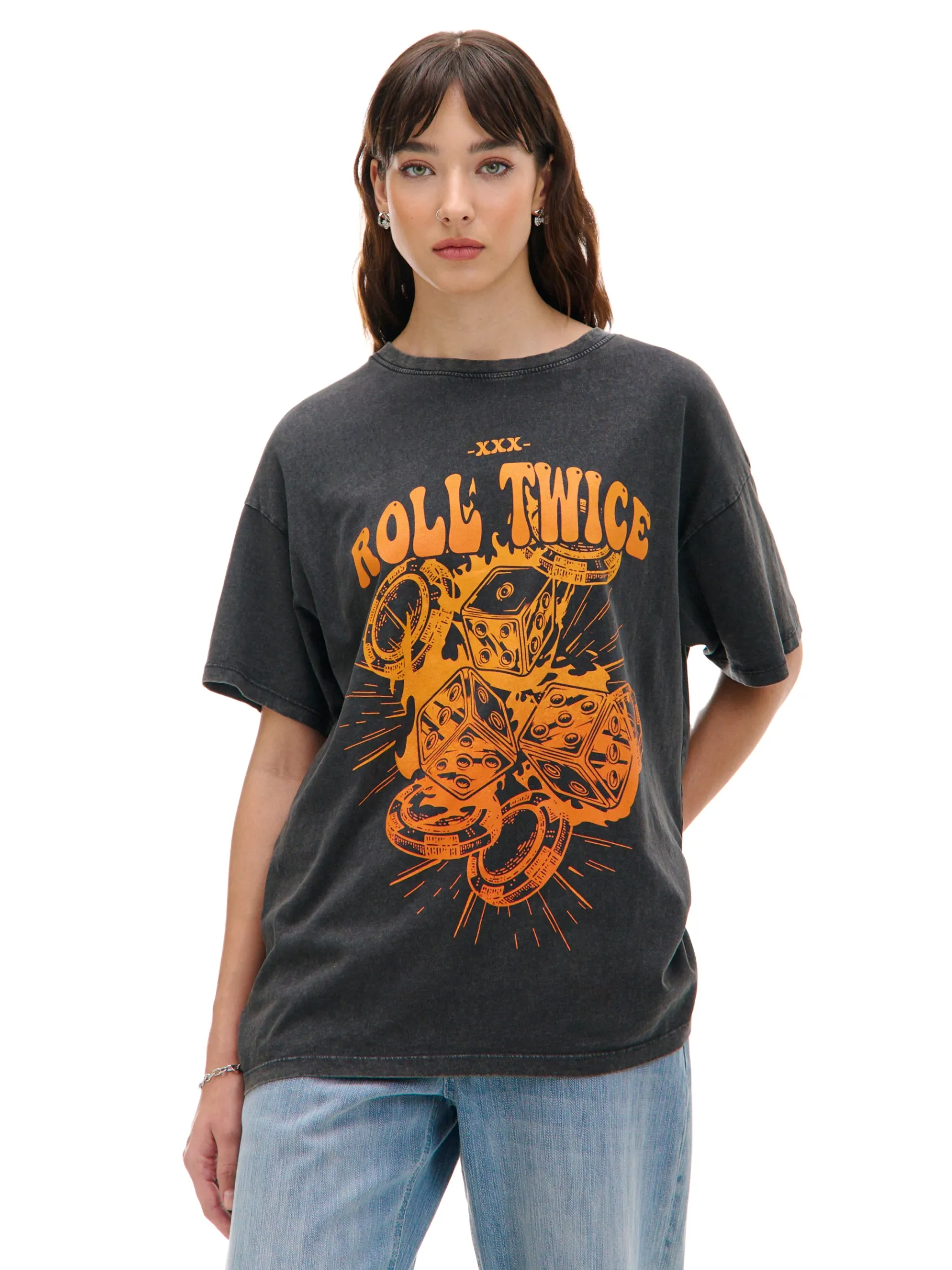 Sale Cropp T-shirt z kolorowym nadrukiem szary