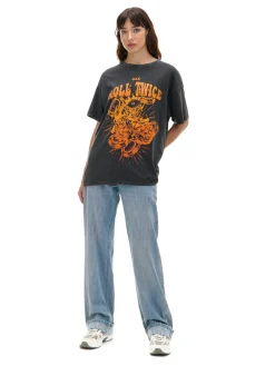 Sale Cropp T-shirt z kolorowym nadrukiem szary