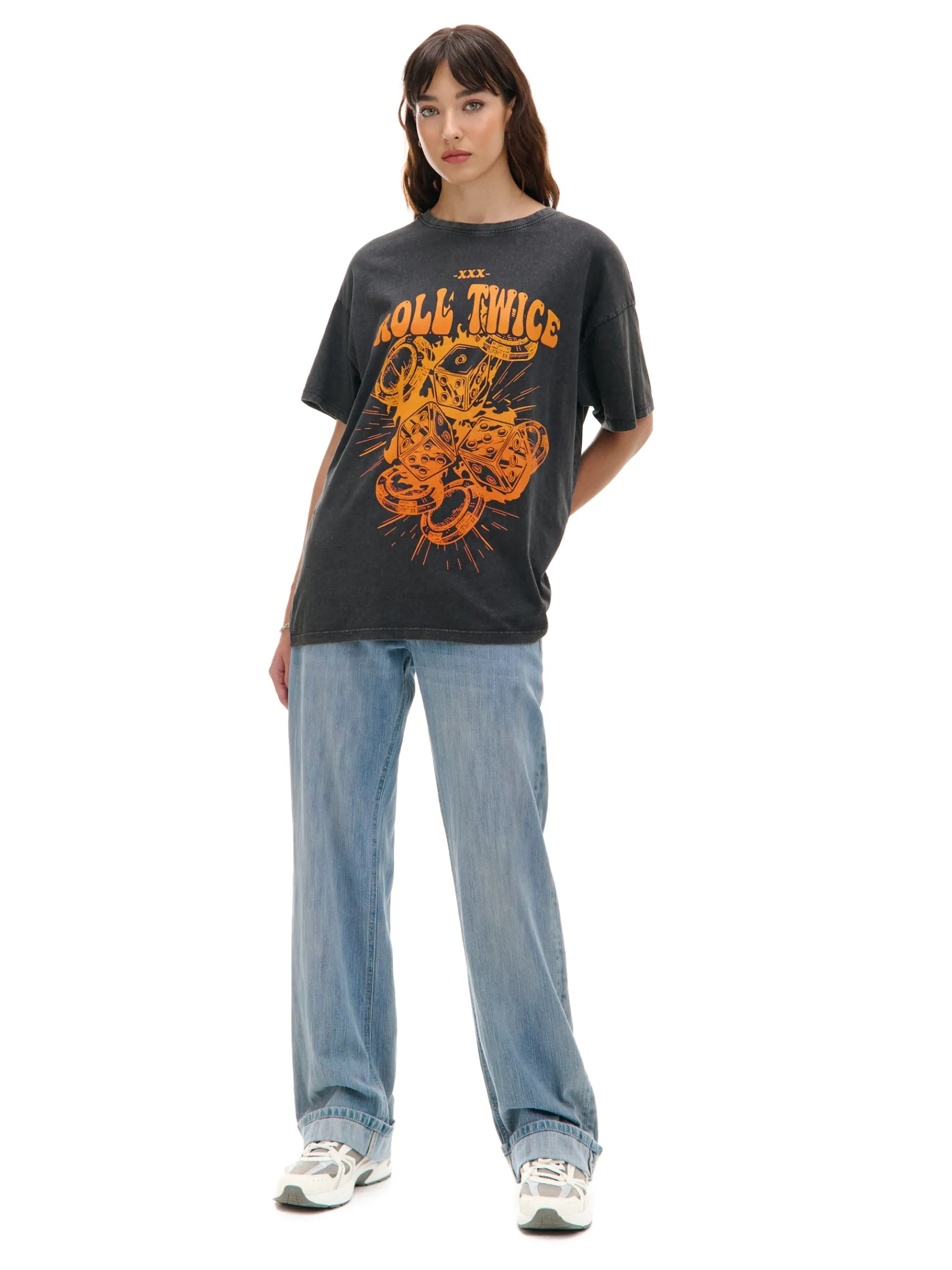 Sale Cropp T-shirt z kolorowym nadrukiem szary