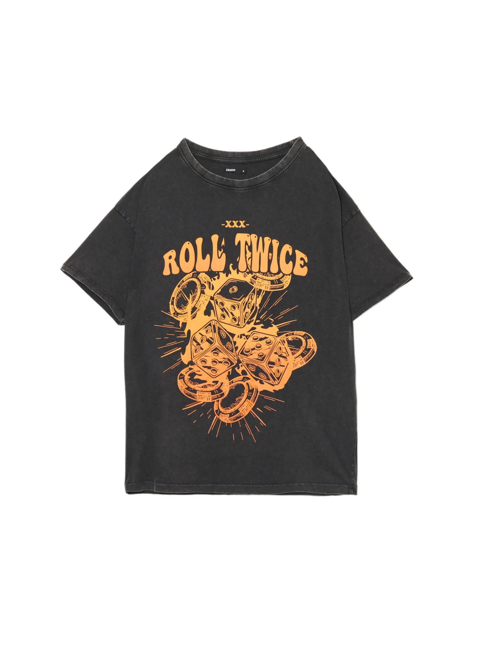 Sale Cropp T-shirt z kolorowym nadrukiem szary