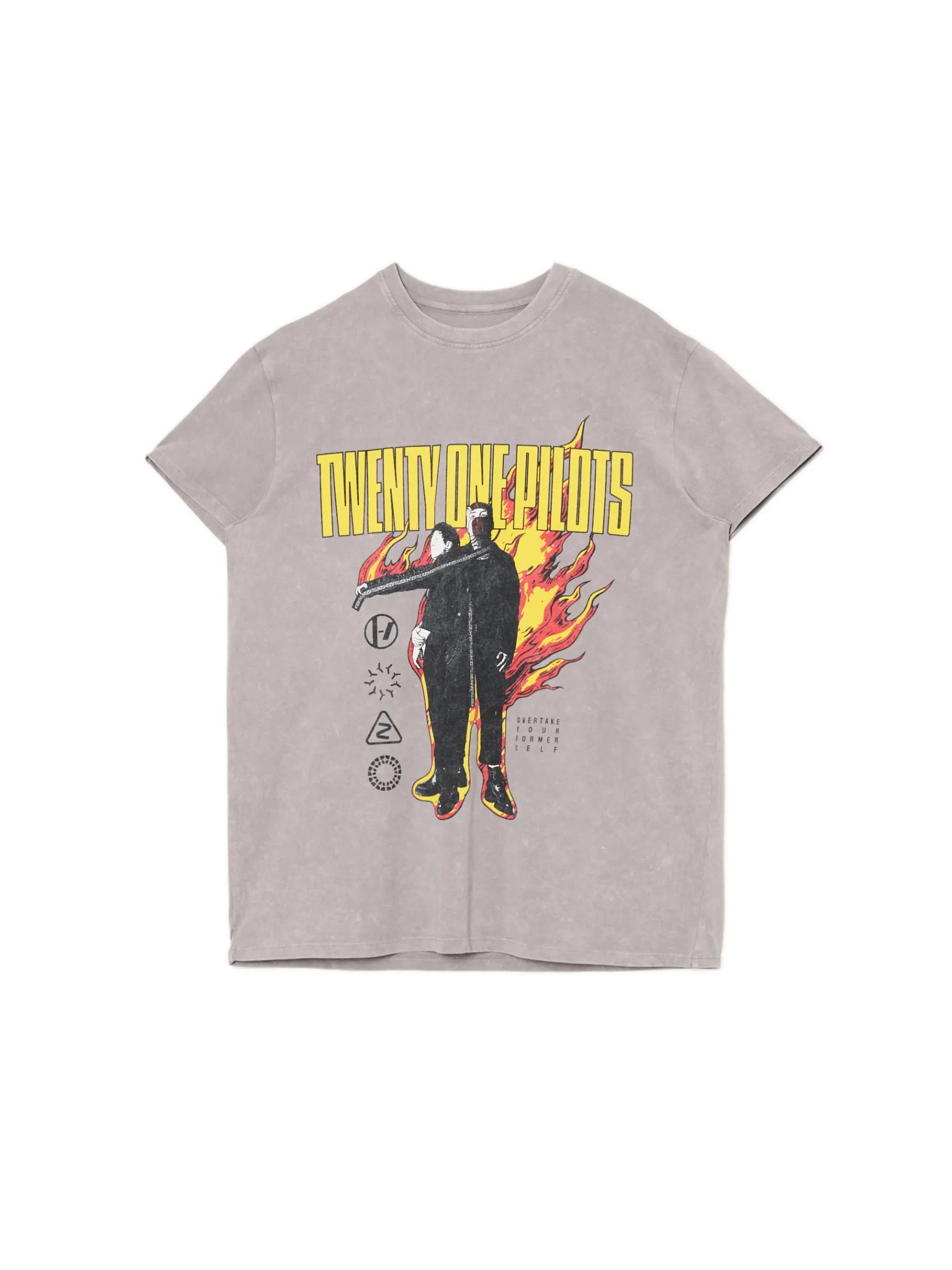 Online Cropp Szary T-shirt z nadrukiem Twenty One Pilots jasnyszary