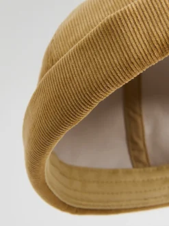 Sale Cropp Sztruksowa czapka dockerka żółty