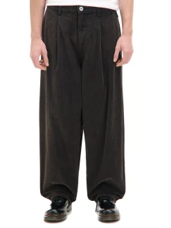 Best Cropp Sztruksowe szerokie spodnie chino brązowy