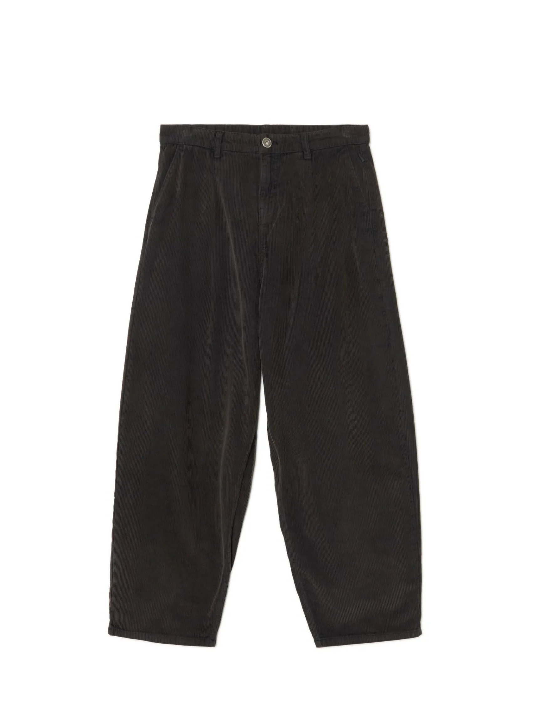 Best Cropp Sztruksowe szerokie spodnie chino brązowy